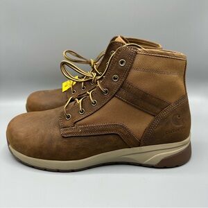 Carhartt Brown Leather Canvas Work Boots Composite Toe men’s Size 12